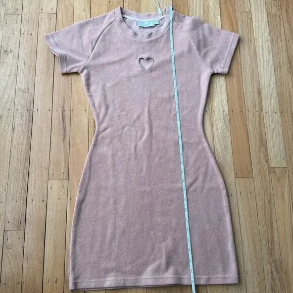 Saski Pink Blush Sweetheart Cut Out Terry Cloth Mini Dress Size XS NWOT - Picture 12 of 12